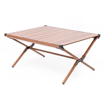 Стол для яичных рулетов из алюминиевого сплава для кемпинга на открытом воздухе, складной стол и стул для кемпинга, деревянный стол