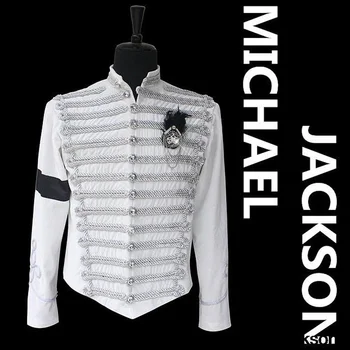 MJ Michael Jackson Классический Английский Военный белый Пиджак Ручной работы, Вечернее платье Casaul, Коллекция подарков для шоу на Хэллоуин