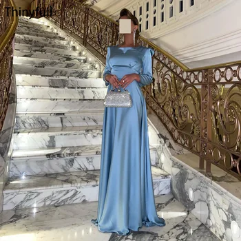 Тонкое синее вечернее платье трапециевидной формы из Саудовской Аравии, платье для выпускного вечера с пятнами и длинным рукавом, Платье для официальных мероприятий в Дубае, платье для ужина