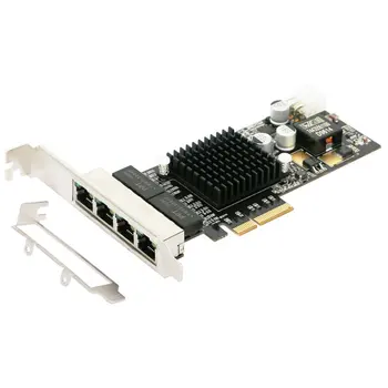 4 порта PCIE POE Сетевая карта 10/100/1000 М Гигабитный Промышленный Ethernet Конвертер PCI-E 1x Адаптер с чипом intel350
