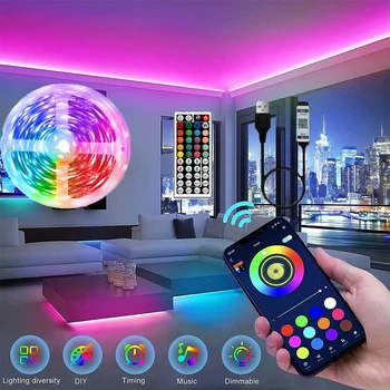 Светодиодная лента с регулируемой яркостью RGB 2835/5050 Светодиодные ленты для спальни, Потолочная подсветка телевизора, Декор, Гибкая лента, Диодная лента RGB USB 5 В