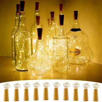 10 упаковок винных бутылок с пробкой, Винная бутылка с лампочками на медной проволоке, светодиодные пробковые лампы для украшения свадьбы своими руками