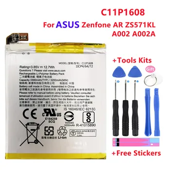 100% Оригинальный Аккумулятор C11P1608 Для ASUS Zenfone AR ZS571KL A002 A002A 3300 мАч Высокой Емкости Аутентичные Аккумуляторы + Бесплатные инструменты