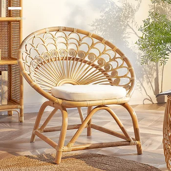 Скандинавские Стулья для гостиной из ротанга, Легкое Кресло для отдыха на Балконе, Дизайнерское Креативное кресло для проживания в семье, Гороховый стул