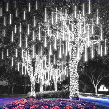 Наружные светодиодные фонари для метеоритного дождя, падающие капли дождя, сказочный струнный светильник, водонепроницаемый для Рождественской вечеринки, праздничных украшений в саду