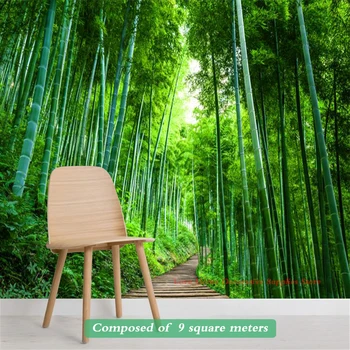Зеленый Пейзаж Настенная роспись гостиной Тропинка в бамбуковом лесу Фотообои Современный Пейзаж Художественное оформление стен в коридоре Спальни