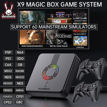 X9 Retro Video Game Box Gameconsole, беспроводной контроллер, более 10000 игр, 60 Симуляторов, семейная Система с открытым исходным кодом с разрешением 4K HD