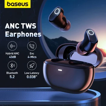 Беспроводные наушники Baseus Bowie WM05 ANC TWS Bluetooth 5.2, наушники с Шумоподавлением ENC с 4 микрофонами, наушники высокого качества HiFi