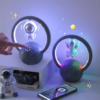 Астронавт 3D Стереофоническая Фигурка Объемного Звучания RGB Led Ночник Магнитная Левитация Беспроводной Динамик Bluetooth Плавающая Поддержка TF Карты