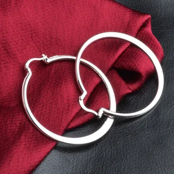 Горячие серьги-кольца из стерлингового серебра 925 пробы с большим кругом 5 см для женщин, праздничный подарок, Классические Подвески, вечерние свадебные украшения