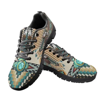Модная мужская обувь с племенным рисунком для путешествий на открытом воздухе, прочные кроссовки индивидуального дизайна, спортивная обувь для бега на плоской платформе, Zapatillas
