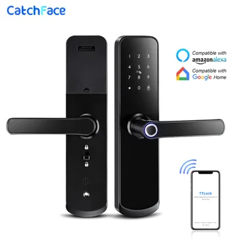 Bluetooth Дверной замок с отпечатками пальцев, TT-замок, приложение, Кодовая карта, ключ, сенсорный экран, Умный Дверной замок, Безопасность, Цифровой электронный Замок для дома