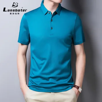 Однотонная мужская футболка с короткими рукавами из шелка Тутового цвета, Подходящая для бизнеса И отдыха, Летний молодежный Топ из Ледяного Шелка с короткими рукавами