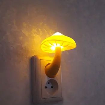 Светодиодный ночник с грибовидной розеткой, лампа Eu Us Plug, теплый белый светильник-датчик контроля освещения спальни, украшение дома