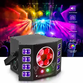 Новый DJ Disco LED 4В1 Сценический Лазерный Световой Эффект Bee Eye УФ Черный Свет Стробоскоп Вечерние Свадебные Праздничные Мероприятия Звуковая Активированная Лампа