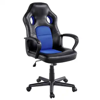 Регулируемое поворотное игровое кресло SmileMart из искусственной кожи, синий