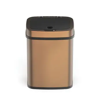 Роскошное домашнее мусорное ведро из нержавеющей стали золотистого цвета, бесконтактное мусорное ведро емкостью в галлон для ванной комнаты.