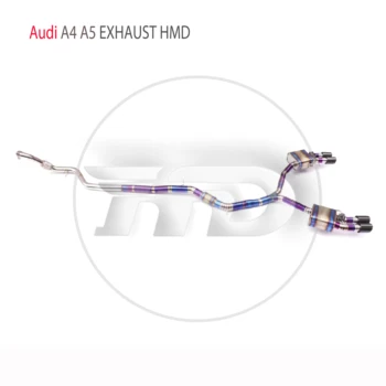 Выхлопная система из титанового сплава HMD подходит для автоматической модификации Audi A4 A5 B9, электронный клапан, отводящая труба