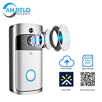 WiFi Видеодомофон Дверной звонок V5 Smart IP Видеодомофон smart Doorbell Камера ИК-сигнализации Беспроводная камера безопасности Ring Doorbell