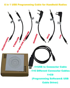 USB-кабель для Программирования 6 в 1 для Портативных двухсторонних Радиостанций Kenwood Motorola HYT ICOM YAESU VERTEX WOUXUN BAOFENG QUANSHENG TYT