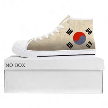 Высокие кроссовки с корейским Флагом, мужские Женские парусиновые кроссовки для подростков, Повседневная обувь для пар, обувь на заказ