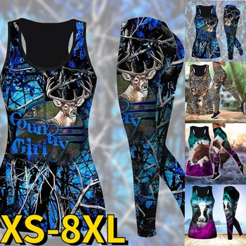 2023 Новый Весенне-летний Женский костюм для йоги из 2 предметов с 3D принтом, комплект спортивной одежды, Модные Штаны для йоги, Повседневный дышащий комплект для йоги