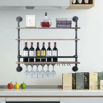 Настенный винный стеллаж, металлический подвесной шкаф, держатель для стеклянной бутылки, полка для дисплея