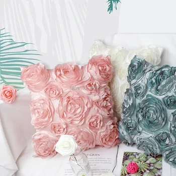 Бесплатная Доставка, декоративная подушка с 3D Розами, однотонная атласная наволочка с цветочным принтом, подарок на День Святого Валентина, HT-PCTEC-02