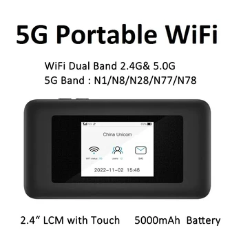 Портативный маршрутизатор 5G WiFi Разблокированный маршрутизатор 4G 5G MiFis с Wi-Fi слотом для sim-карты 2,4 G и 5G 5000 мАч