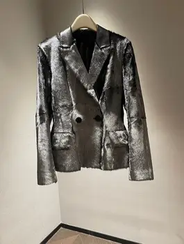 Кожаный блейзер в стиле пэчворк, куртка трехмерного пошива, повседневная универсальная мода 2023, новинка осени
