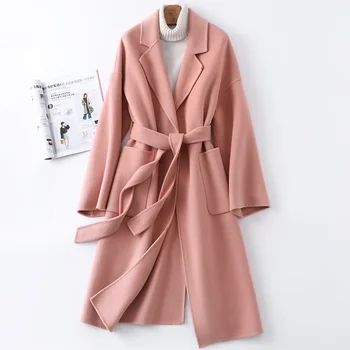 Осенне-Зимнее Новое двустороннее кашемировое пальто 2022, Женское пальто средней длины Hepburn High end из 100% чистой шерсти