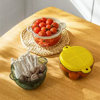 Легкая роскошная сливная корзина с крышкой кухонный таз для мытья посуды корзина для фруктов и овощей, коробка для хранения фруктов из полипропилена