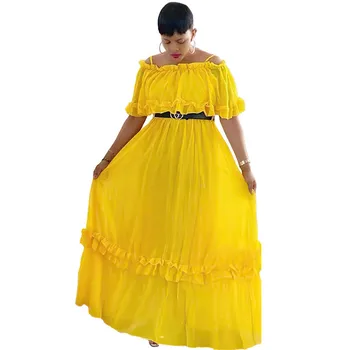2023 Африканская женская пляжная юбка в этническом стиле, Женское шифоновое платье на подтяжках, Однотонная Длинная юбка с высокой талией, 8247#