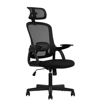 Эргономичное офисное кресло с регулируемым подголовником, черная ткань, грузоподъемность 275 фунтов, Рабочее кресло, стулья, игровое кресло