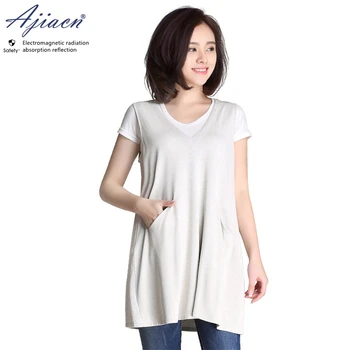 Ajiacn Защитное от электромагнитного излучения платье из 100% серебряного волокна, экранирующее ЭМП, одежда для беременных с V-образным вырезом