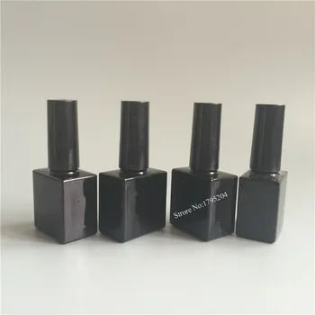12 шт./лот, 10 мл, пустая бутылка УФ-черного лака для ногтей и Маленькая кисточка, Контейнер для дизайна ногтей, Стеклянные бутылки для масла для ногтей