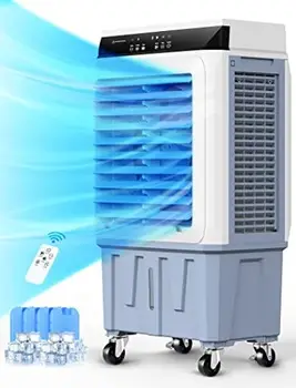 Испарительный охладитель воздуха Choice, 3-в-1 Swamp Cooler 2000CFM с таймером на 12 часов, дистанционным управлением, 4 пакетами льда и резервуаром для воды объемом 7,9 галлона, Ват