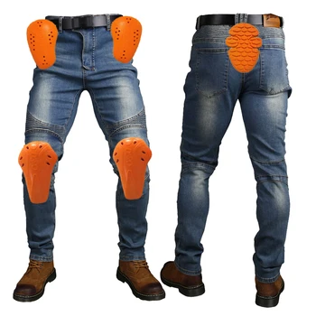 Осенне-зимние джинсы, мотоциклетные брюки, защитное снаряжение, туристические брюки для верховой езды, брюки для мотокросса, 5 протекторов