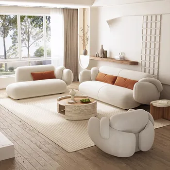 Комплект диванов из белой ткани, современный диван-татами с поролоновой губкой размера King Size, Большой дизайн для чтения, мягкая мебель для спальни Big Bank