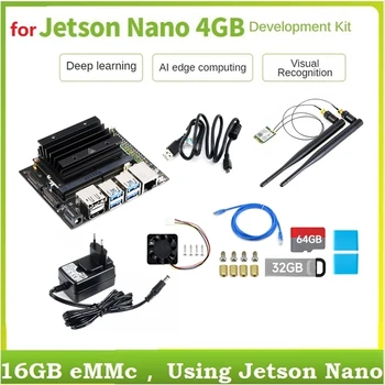 Для Jetson Nano 4G Development Kit + 7-дюймовый IPS-экран + Камера + Сетевой кабель + 32G USB-накопитель + 64G SD-карта + Считыватель + Питание