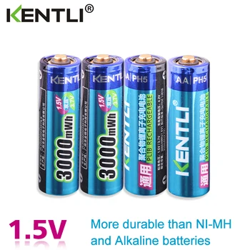 KENTLI 4 шт./лот Стабильное напряжение 3000 МВтч батарейки типа АА 1,5 В аккумуляторная батарея полимерный литий-ионный аккумулятор для камеры ect
