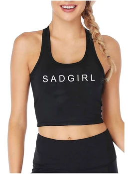 Дизайн Sadgirl, Сексуальный облегающий Укороченный Топ для взрослых, Юмористический, Забавный Стиль, Топы на бретелях, Женский Пикантный спортивный тренировочный Камзол