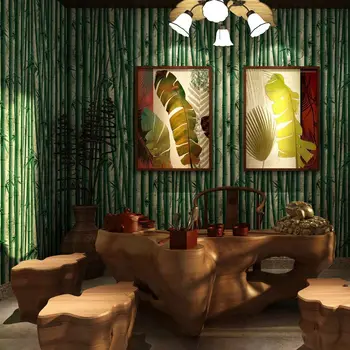 Китайские 3D бамбуковые обои Vitnage, водонепроницаемые ПВХ обои для столовой, наклейки на стены в гостиной