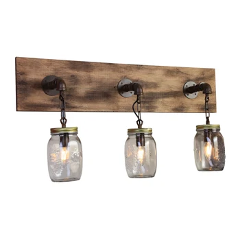 Художественная мансарда, деревянная прозрачная стеклянная бутылка, настенный светильник с тремя головками для украшения дома