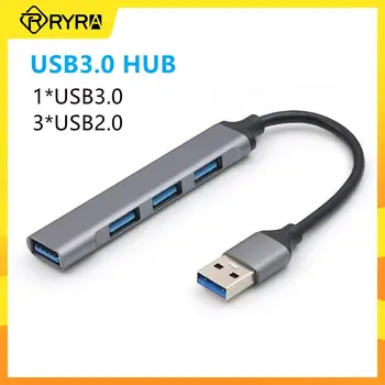 RYRA Type C USB-концентратор Док-станция 4 Порта Мультиразветвитель Адаптер Из Алюминиевого Сплава Type C USB 2,0 3,0 Концентратор Для Ноутбука Macbook, Компьютера Huawei