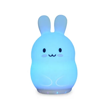 Портативный аудиоплеер, светодиодный силиконовый ночной динамик, беспроводная лампа в виде животного кролика с музыкой для детей