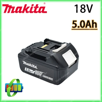Makita 100% оригинальная аккумуляторная батарея для электроинструмента 18V 5.0Ah со светодиодной литий-ионной заменой LXT BL1860B BL1860 BL1850