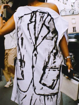 Женское мини-платье с принтом XIZOU, Блейзер 2023, летняя мода, вырез лодочкой, молния, Свободное Повседневное платье, Уличная одежда, Наряды y2k