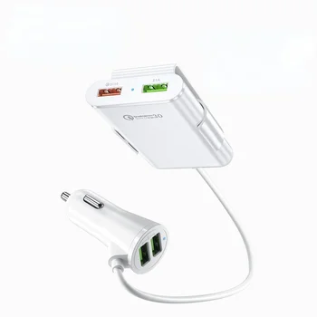 Автомобильное зарядное устройство 12V Quick Charge 3.0 USB, Удлинитель, кабель, Автомобильное USB-зарядное устройство, Заднее зарядное устройство для легкового автомобиля