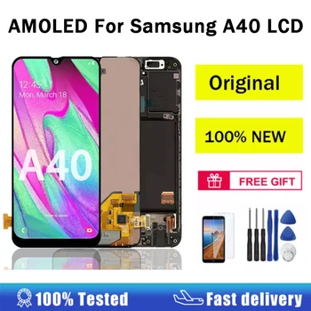 100% Super AMOLED Для Samsung A40 ЖК-дисплей с Сенсорным экраном, Дигитайзер в Сборе, Запчасти Для Ремонта A405F SM-A405FN/DS С Рамкой LCD